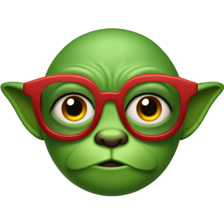 Green Gremlin with red hair and black glasses emoji