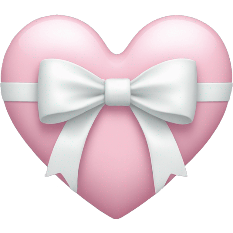 Pastel pink heart with white bow emoji