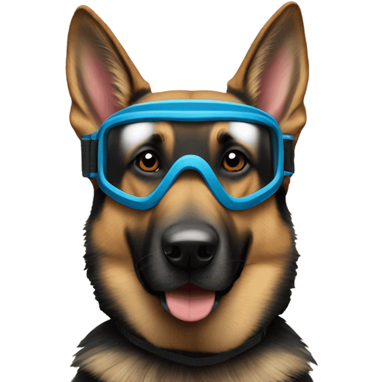 German shepard dog wearing Ski Googles  emoji