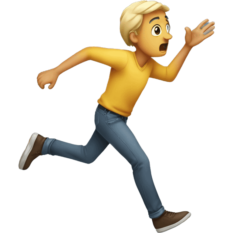 A PERSON RUNNING WITH A WORRIED EXPRESION AND A HAND IN THE AIR TRYING TO REACH SOMETHING emoji