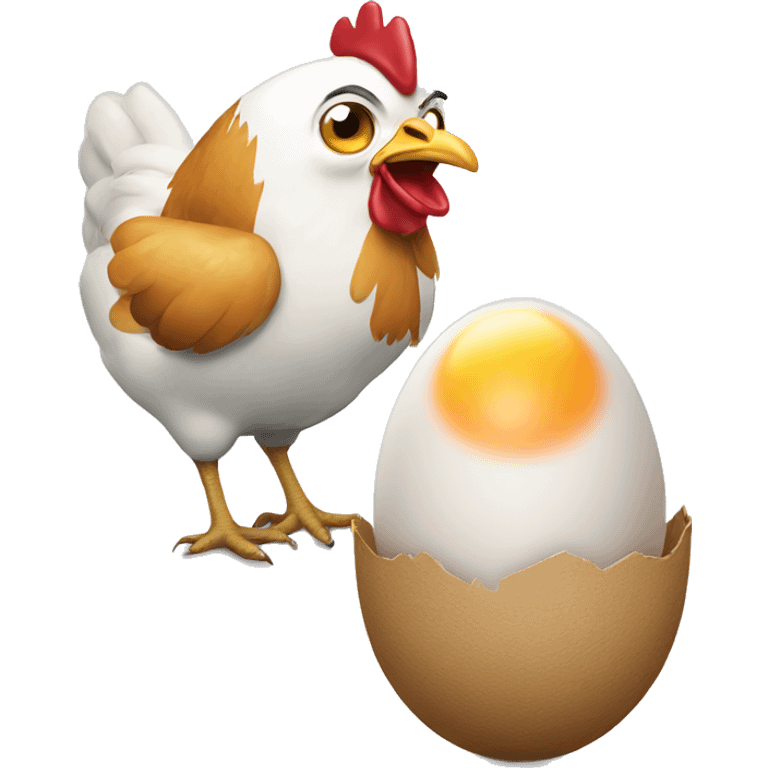 chicken vs giant egg emoji