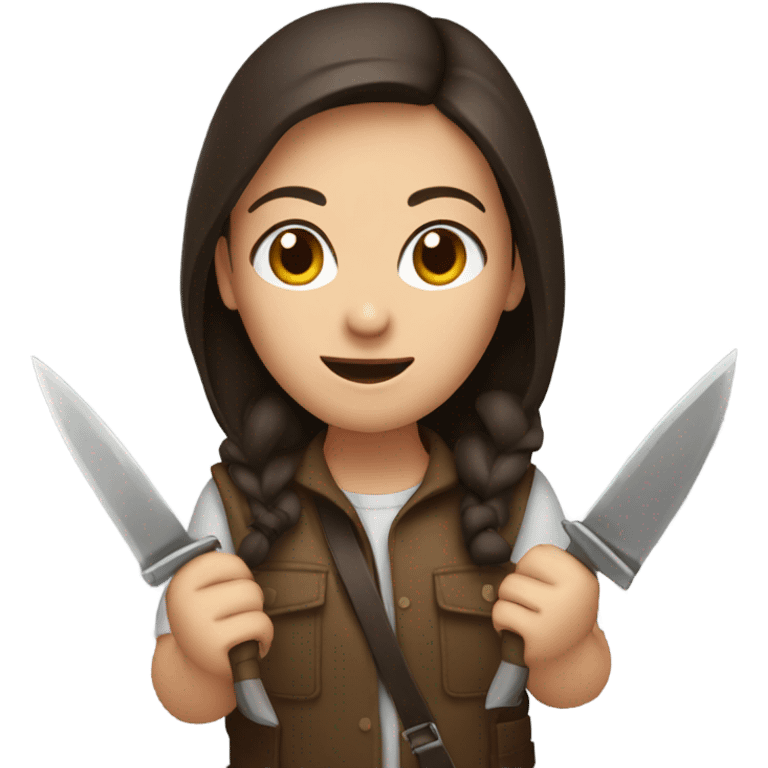 Brunette girl with knives emoji