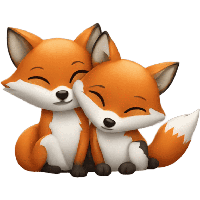 Two foxes hugging  emoji