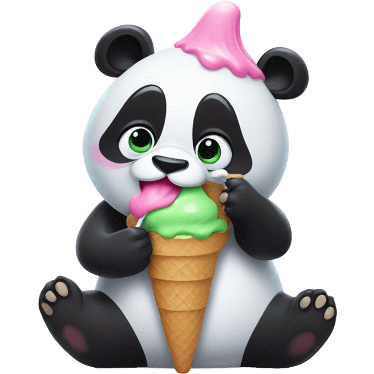 Panda eating ice cream emoji