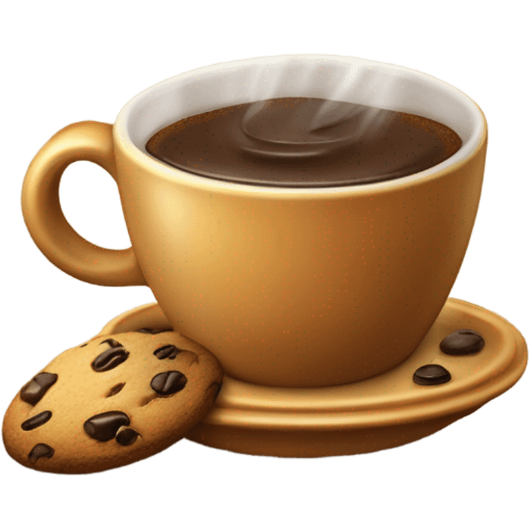 Cup of coffee in love with a cookie chips emoji