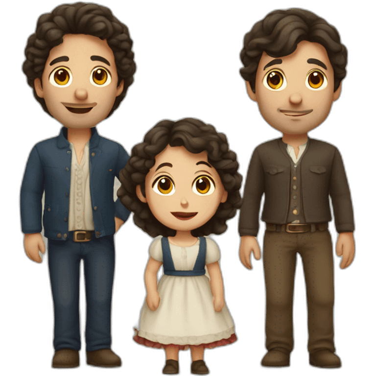 French folk family, with dark brown hair, brown emoji