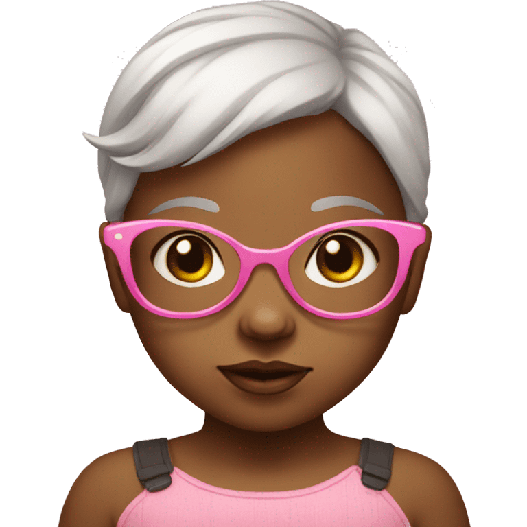 Baby girl with pink glasses emoji