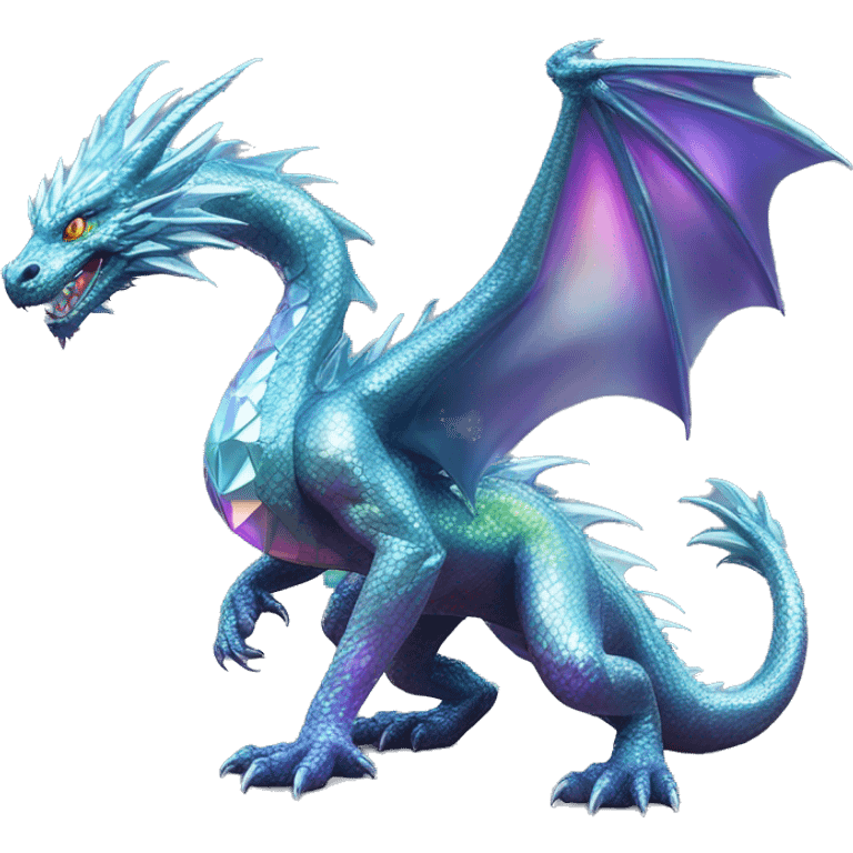 56-carat iridescent diamond crystal dragon full body emoji