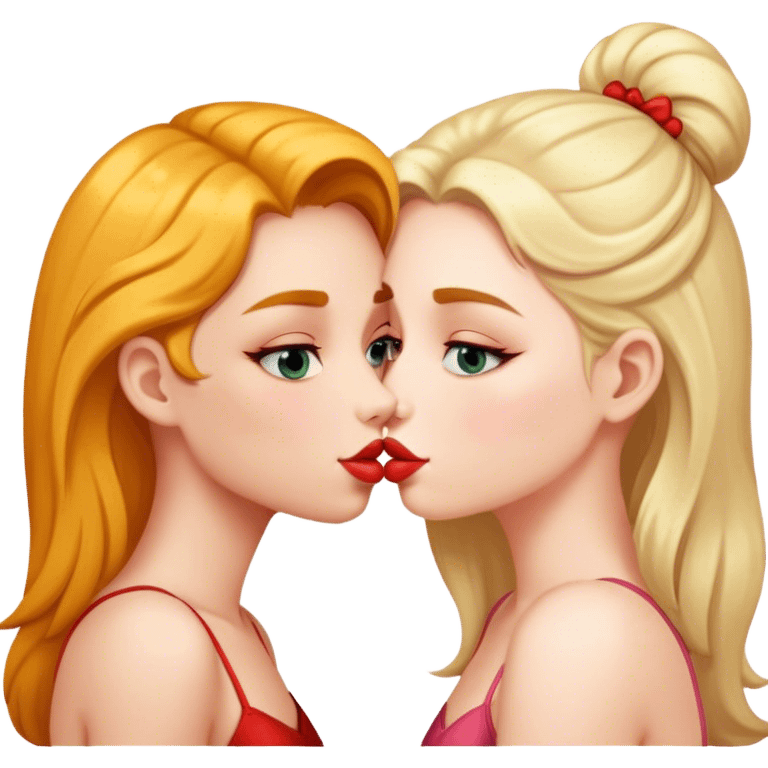 girl kissing girl on the cheek emoji