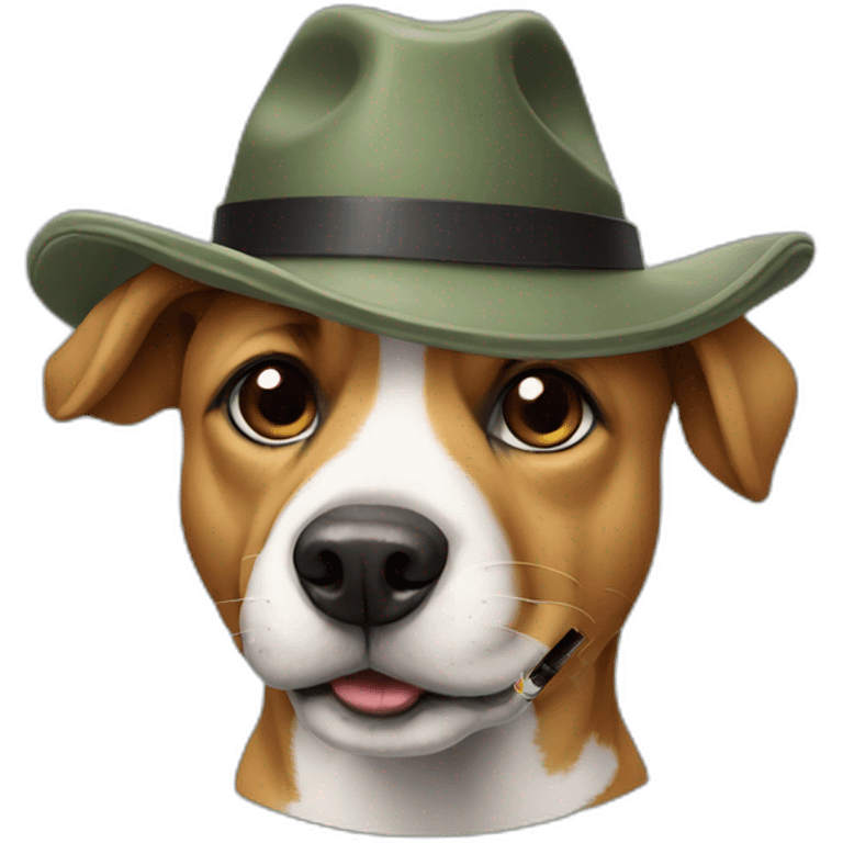 dog with hat and cigarette emoji