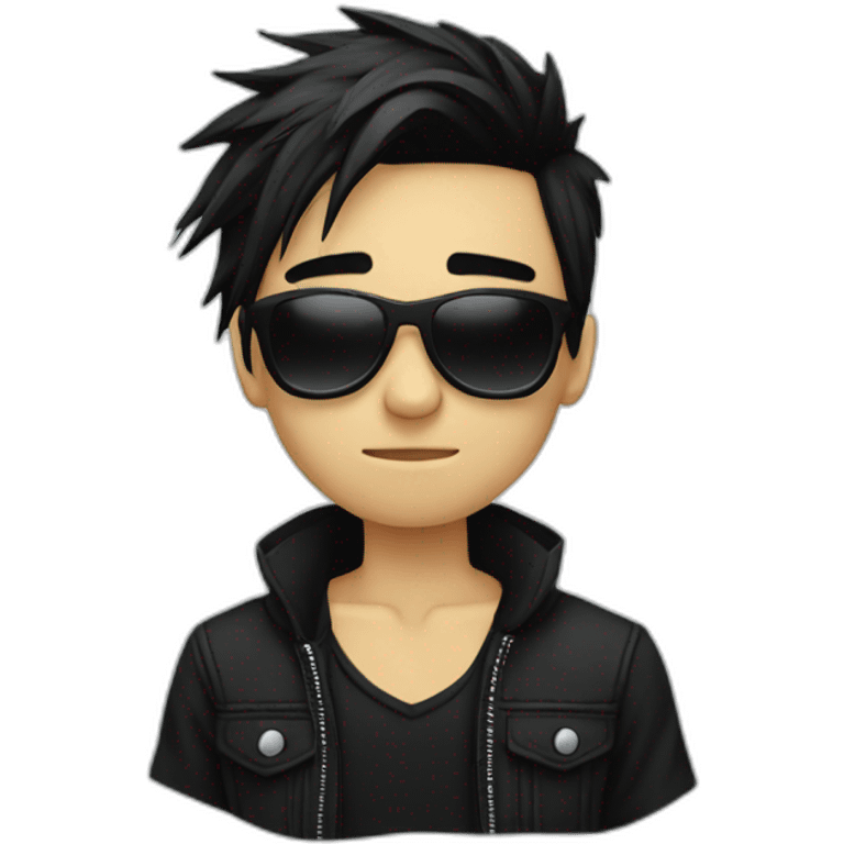 emo boy with sunglasses and with side cutting emoji