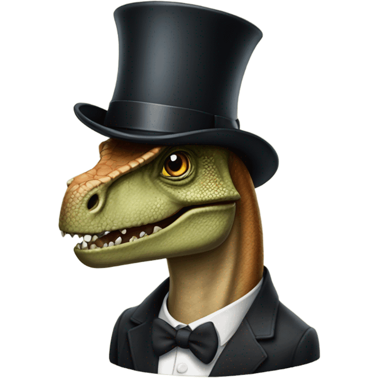 Dinosaur with top hat emoji