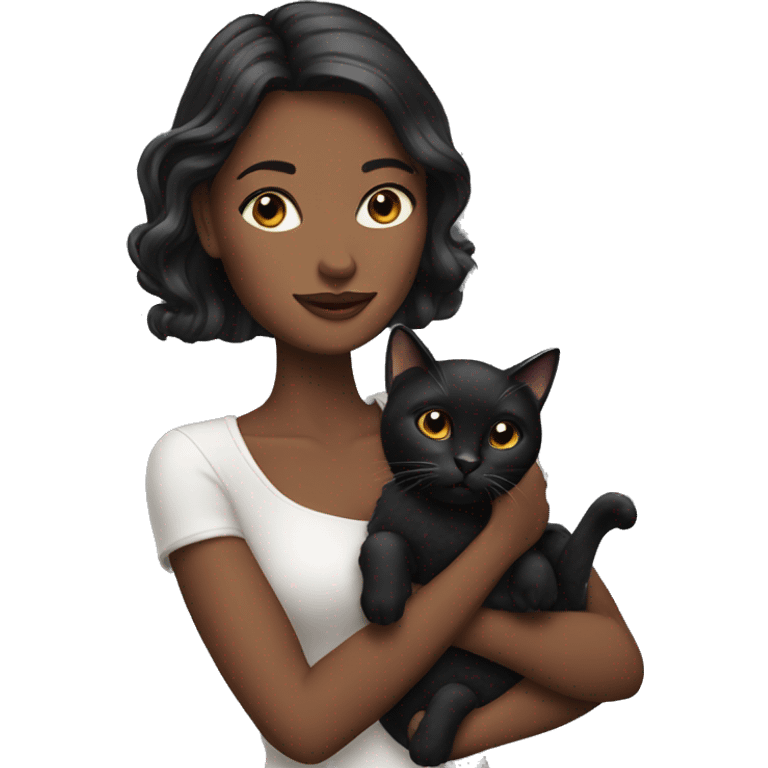 Pretty woman holding Black cat emoji