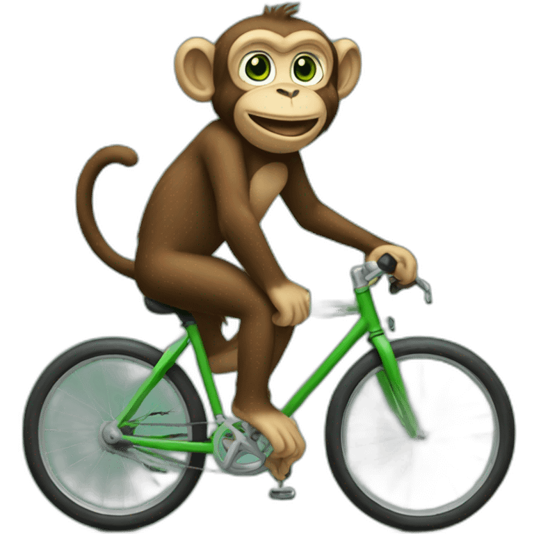 Monkey with green eyes on bike emoji