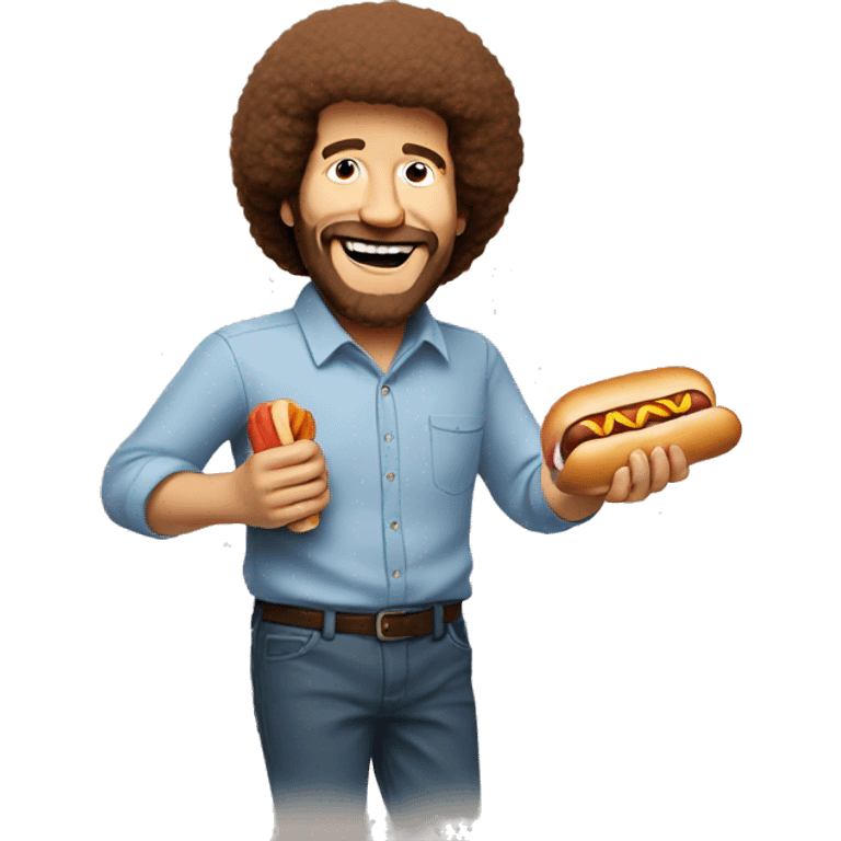 Bob Ross eating a hot dog emoji