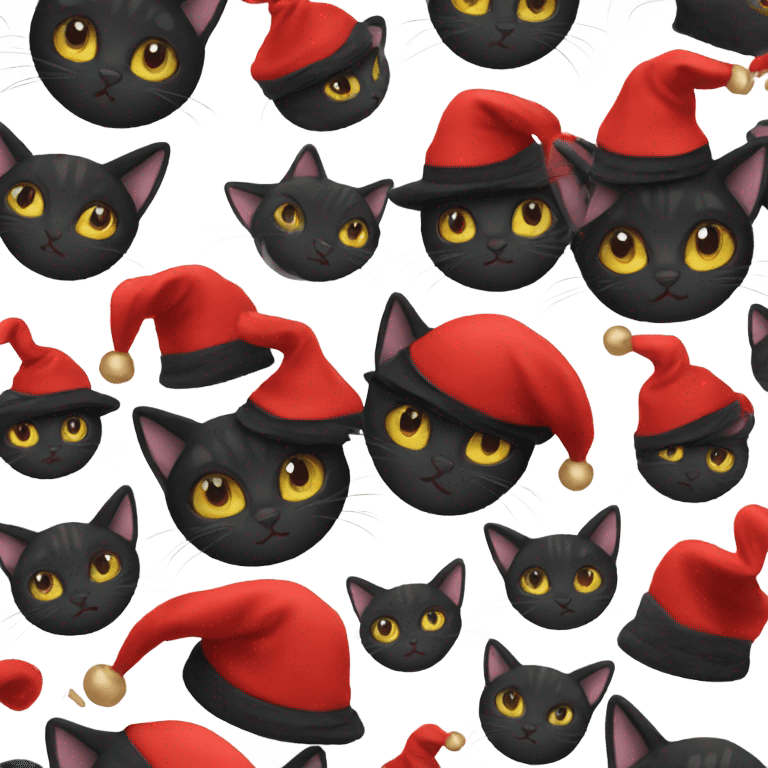 Black cat wearing a red hat emoji