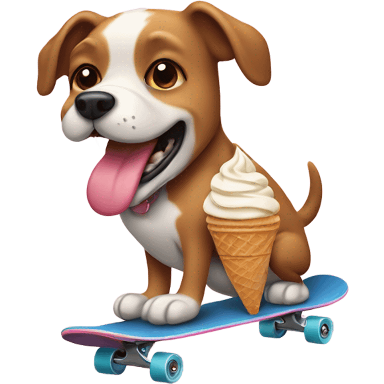 Dog on a skateboard eating ice cream  emoji