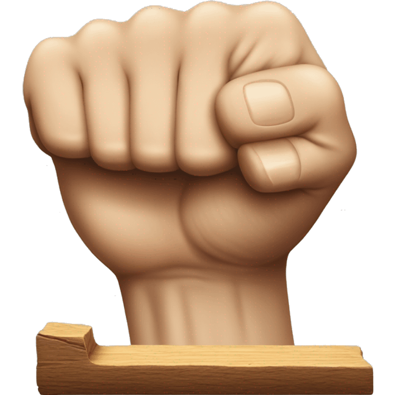 Side profile of a fist knocking on a plank of wood emoji