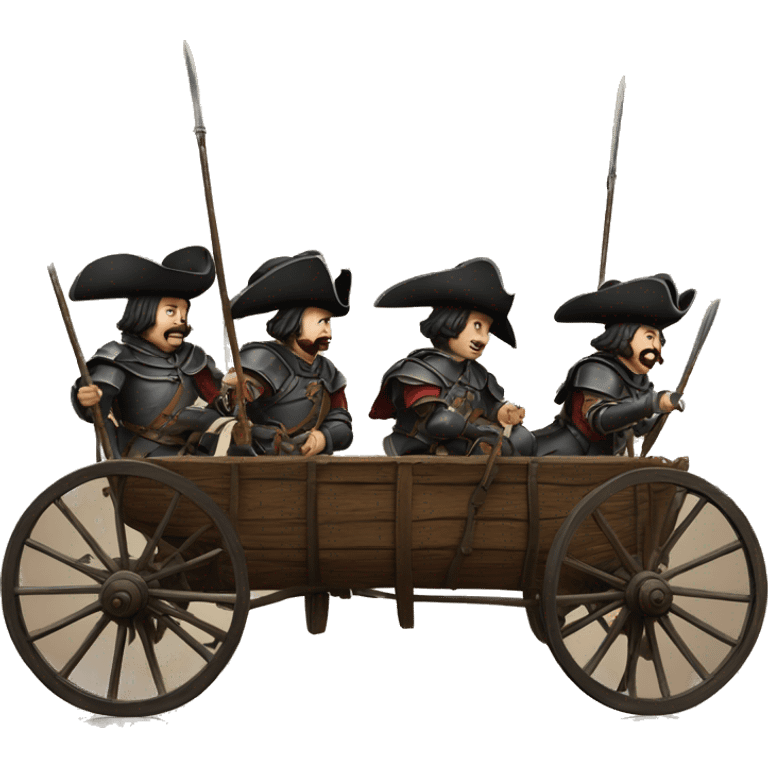 four 17th century musketeers driving a wagon emoji