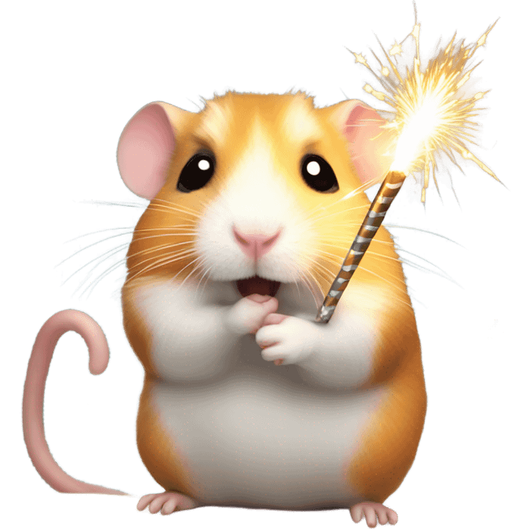 Christmas hamster with sparkler emoji