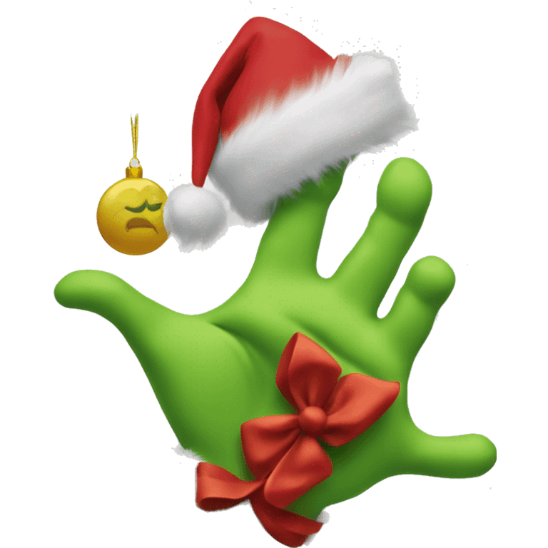 The grinch hand with a ornament  emoji