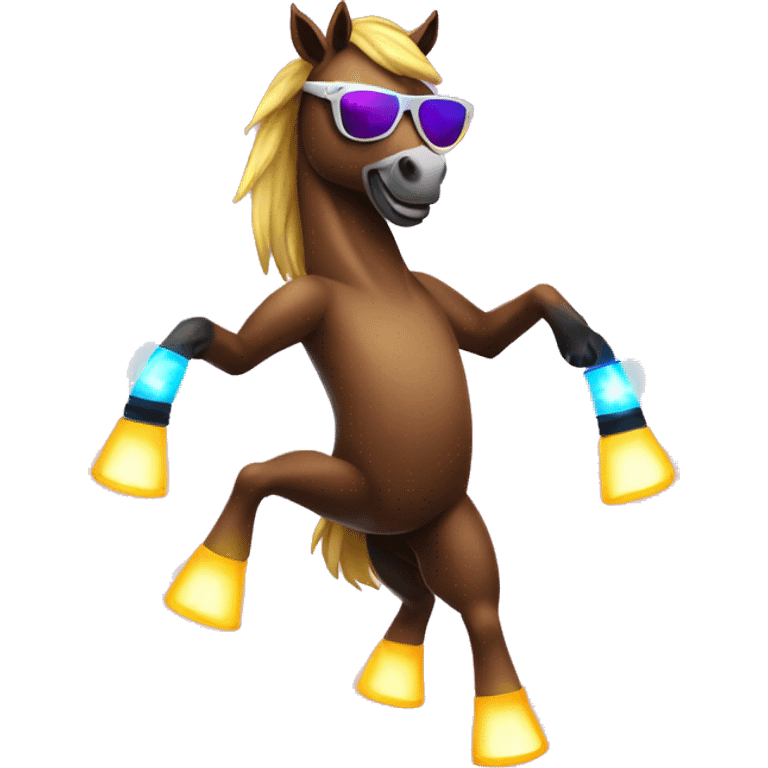 horse with sunglasses dancing with rave lights emoji