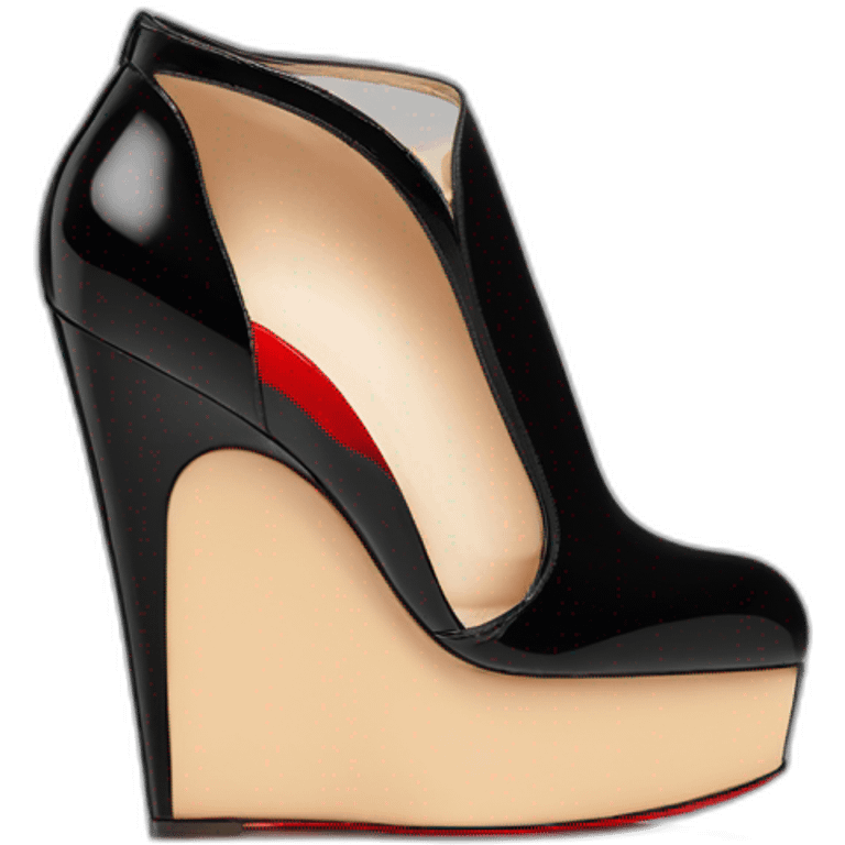 WEDGE heel LOUBOUTIN black leather PATENT emoji