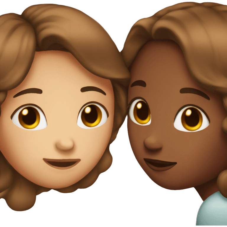 Two girls kissing with brown hair  emoji