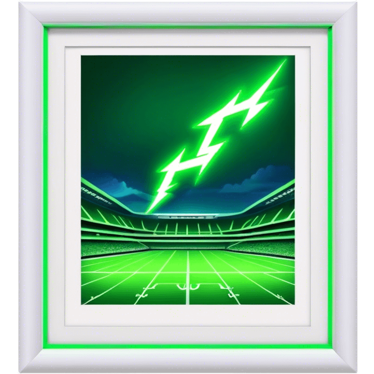 Cinematic realistic 3d neon green lightning above the stadium emoji