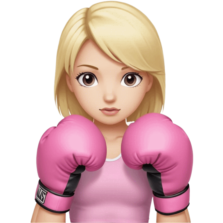 blonde girl wearing pink boxing gloves emoji