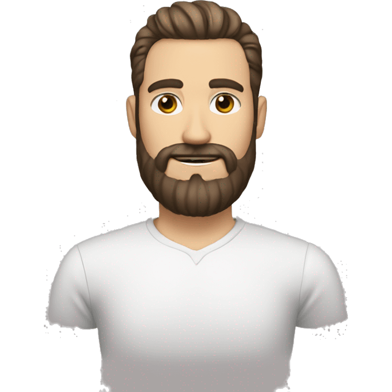 white person dark brown eyes and hair comb over haircut and full bearded emoji