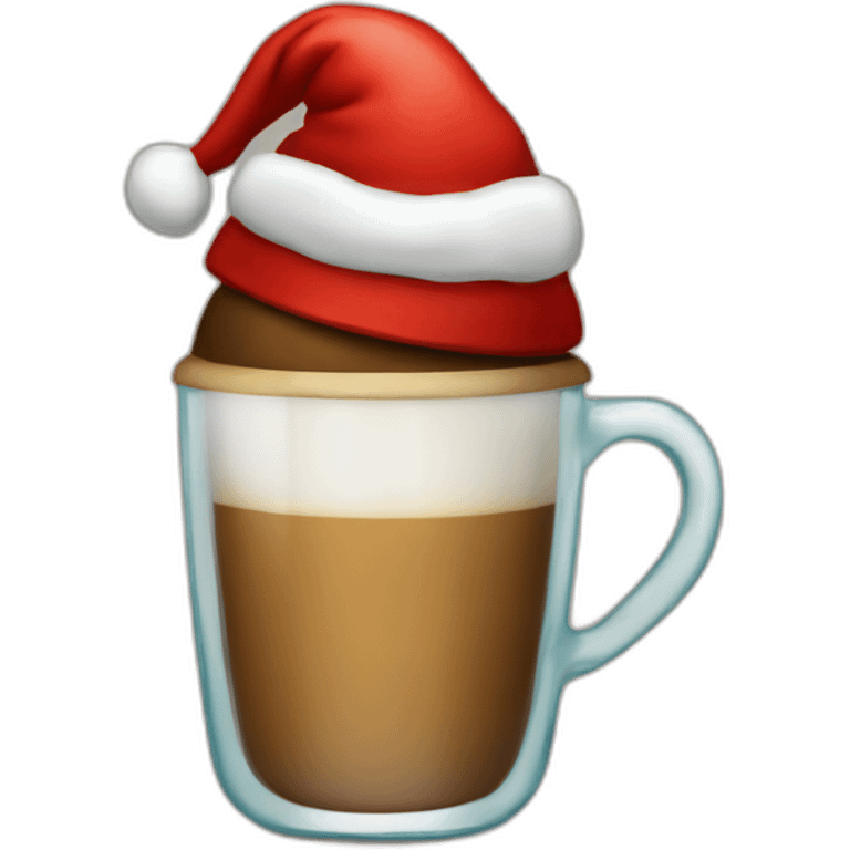 glass of coffee with christmas hat emoji