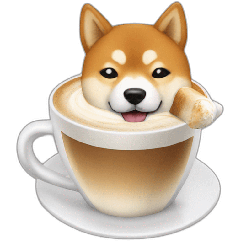 Shiba inu drinking a cappucino emoji