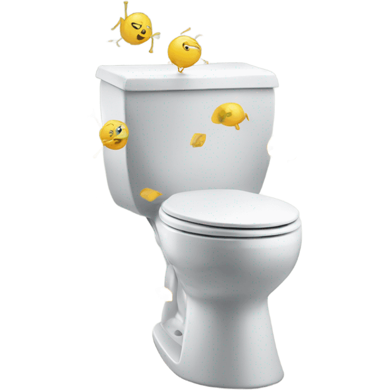 Happy dancing toilet with flies around it emoji