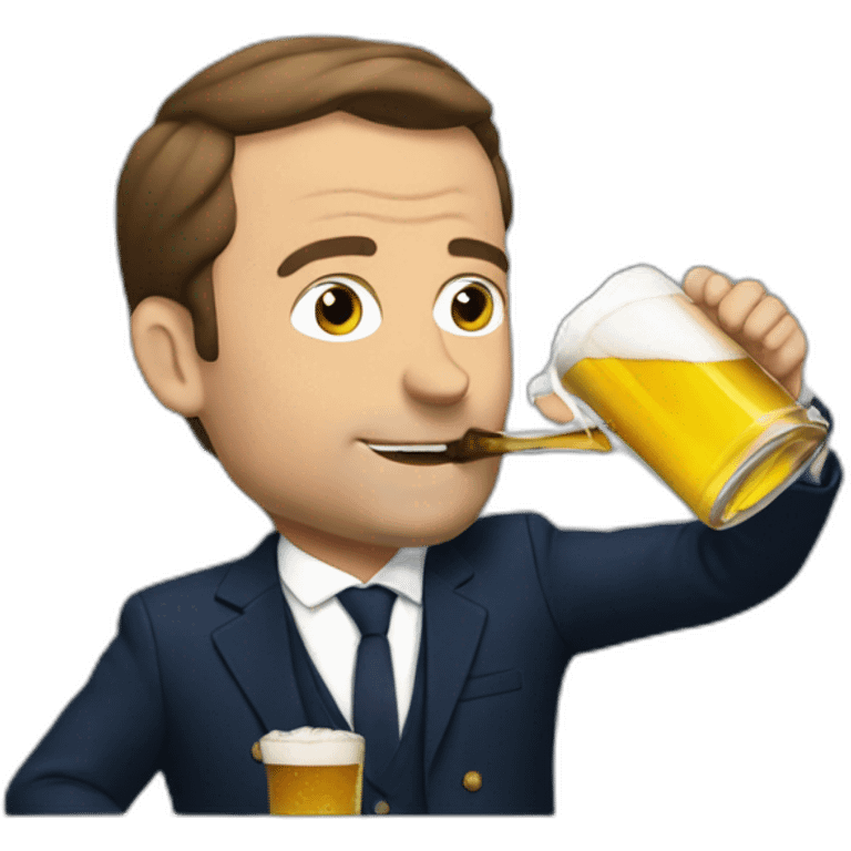 Macron drinking a beer emoji