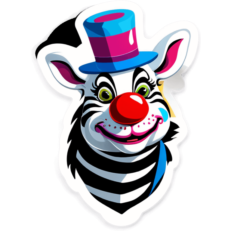 Zebre créatif avec un chapeau de clown et des cotillons  emoji