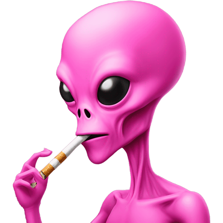 Pink alien smoking a cig emoji