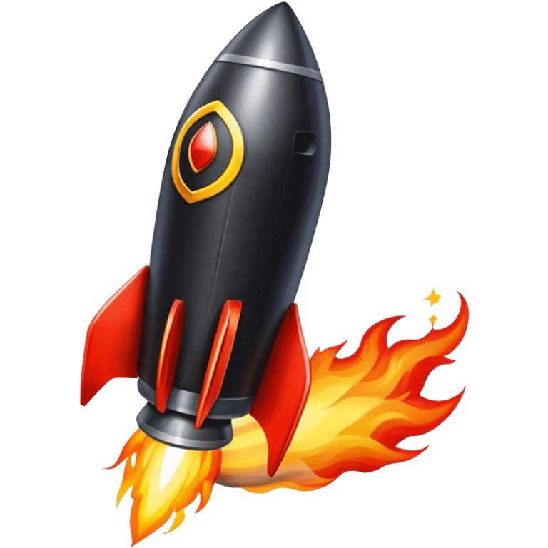 driving fine black rocket with fire color france emoji