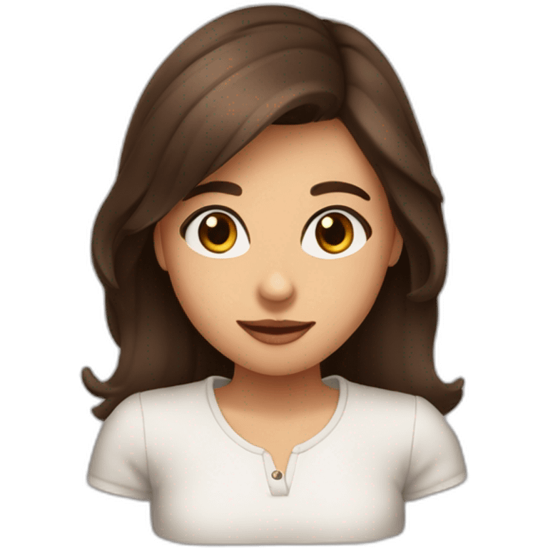 fille brune avec yeux marrons qui est amoureuse emoji