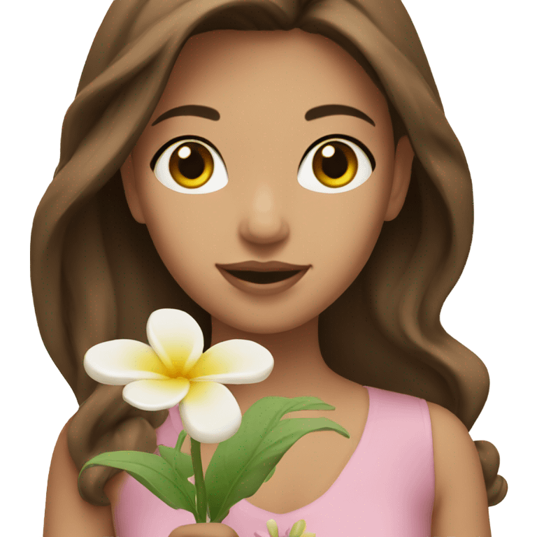 Brown hair model flower  emoji