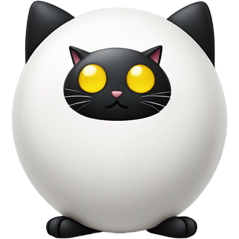 A white ball dude drive sitting on top of a black cat emoji