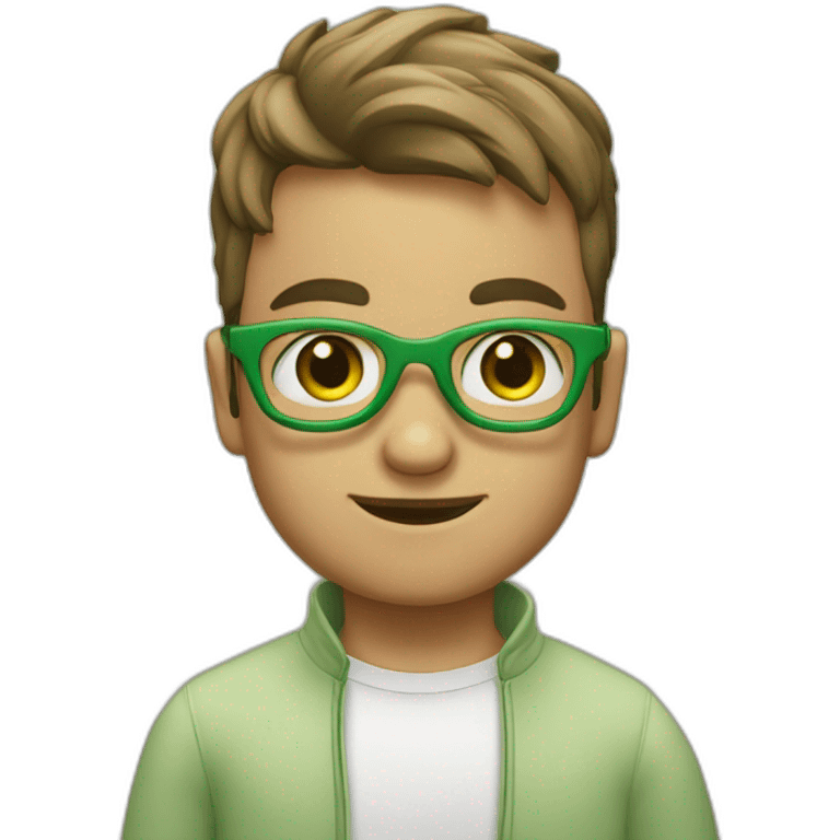 Garçon yeux vert lunettes emoji