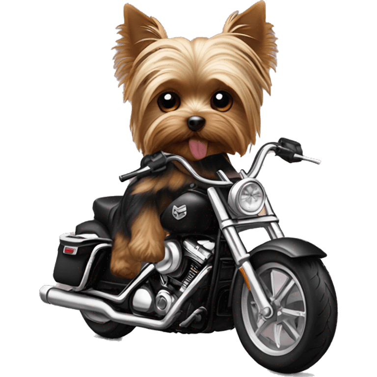 Yorkie on a Harley emoji