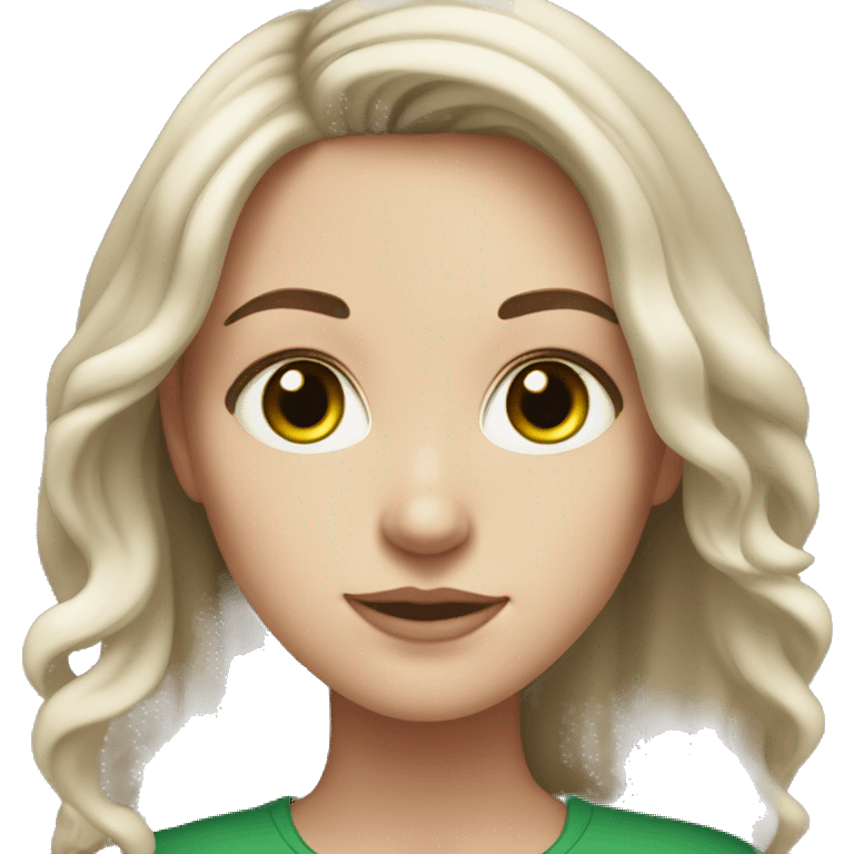 white girl with bright green eyes and brown, medium length hair emoji