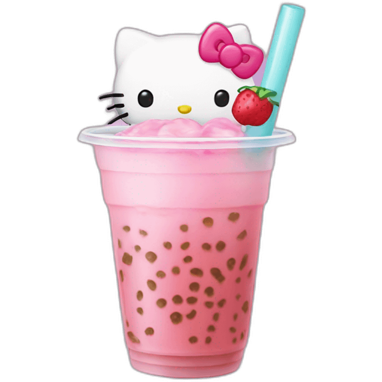 Hello kitty bubble tea emoji