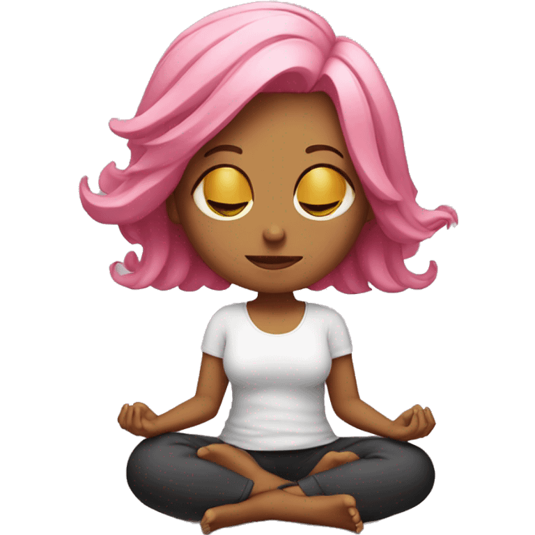 Pink hair girl meditating emoji