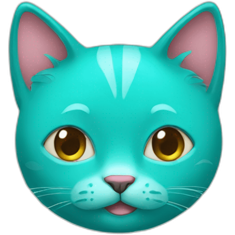 Turquoise cat with heart emoji