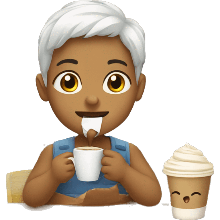 Bebe bebiendo café emoji