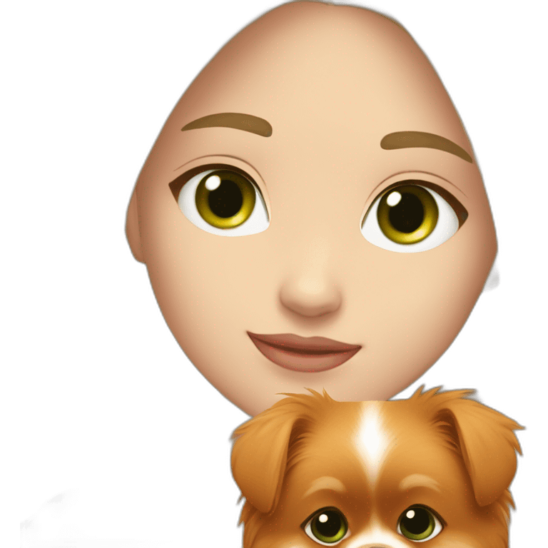 light-skinned-girl-with-green-eyes-petting-red-pomeranian emoji