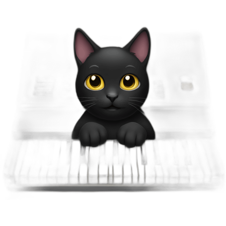 black cat on a keyboard emoji